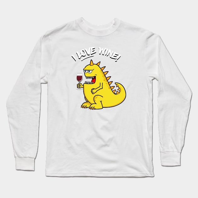 Monster Loves Wine! Long Sleeve T-Shirt by Ferrous Frog